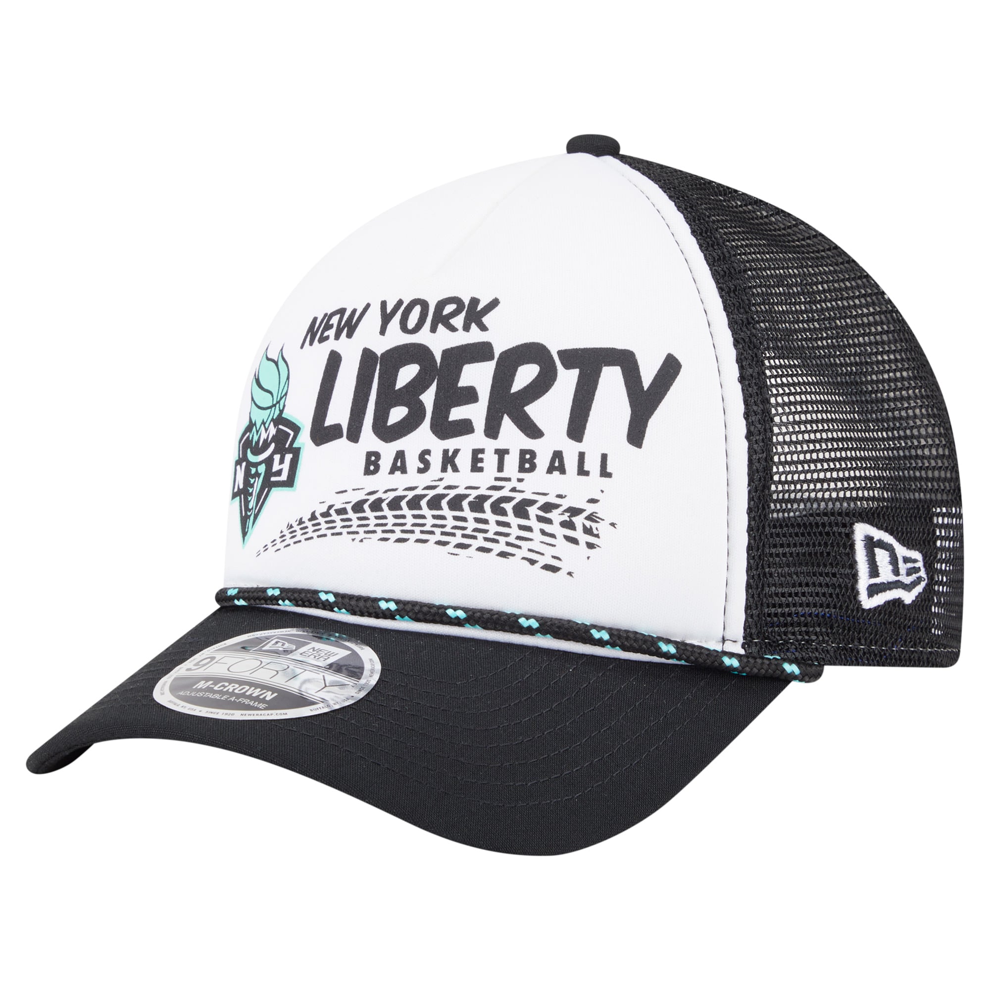 Unisex New Era White/Black New York Liberty 9FORTY A-Frame Graphic Trucker Hat